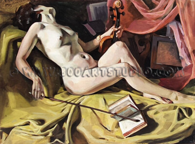 Angiolino Spallanzani - Nudo con violino