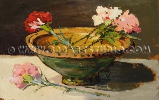 Giovanni Bartolena - Still life with carnations