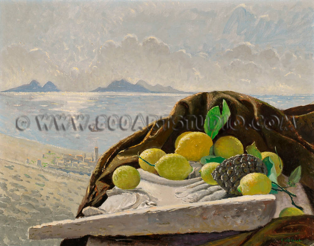 Giovanni Colacicchi - Natura morta con limoni